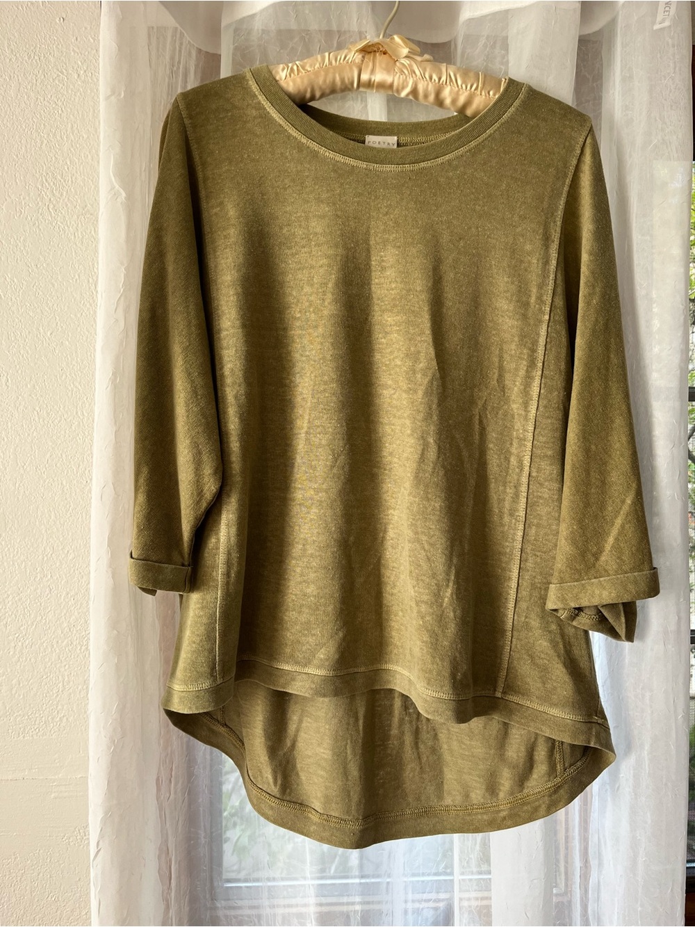 Olive Green Women's Hemp And Cotton Top - M